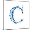 Blue Liquid Water Alphabet With Splashes And Drops - Letter C--Vladimir--Mounted Art Print