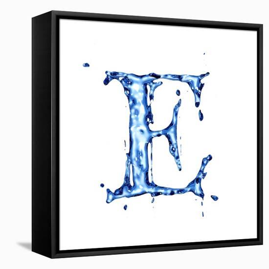 Blue Liquid Water Alphabet With Splashes And Drops - Letter E--Vladimir--Framed Stretched Canvas