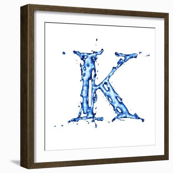 Blue Liquid Water Alphabet With Splashes And Drops - Letter K--Vladimir--Framed Premium Giclee Print