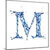 Blue Liquid Water Alphabet With Splashes And Drops - Letter M--Vladimir--Mounted Art Print