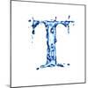 Blue Liquid Water Alphabet With Splashes And Drops - Letter T--Vladimir--Mounted Art Print