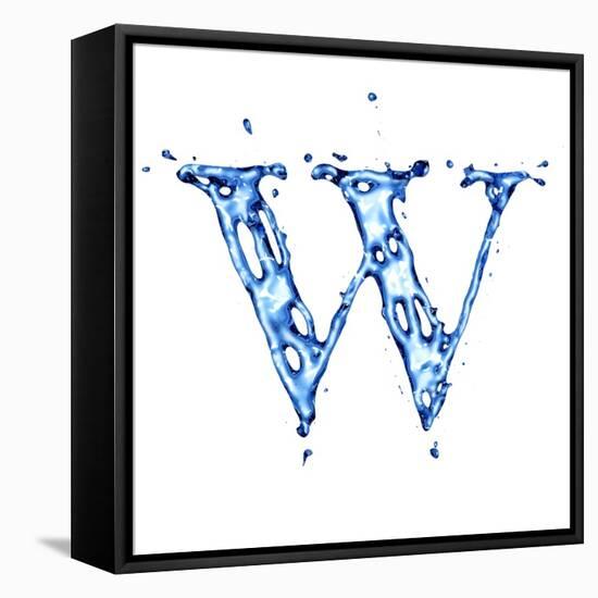 Blue Liquid Water Alphabet With Splashes And Drops - Letter W--Vladimir--Framed Stretched Canvas