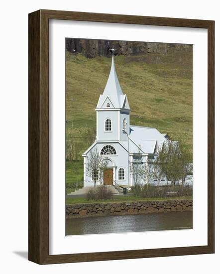 Blue Lutheran Church, Seydisfjordur Ferry Terminal Village, North East Area, Iceland, Polar Regions-Neale Clarke-Framed Photographic Print