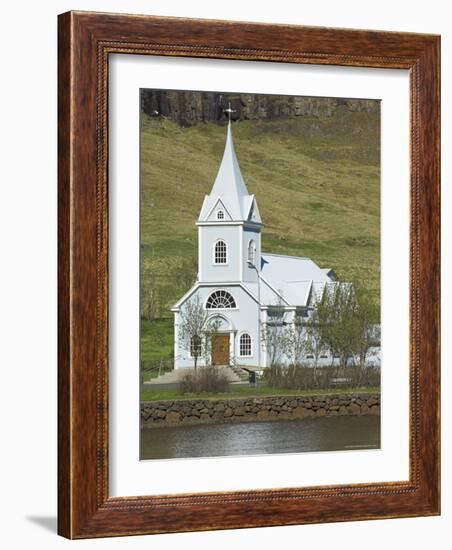 Blue Lutheran Church, Seydisfjordur Ferry Terminal Village, North East Area, Iceland, Polar Regions-Neale Clarke-Framed Photographic Print