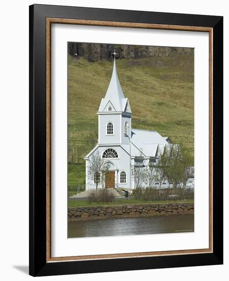 Blue Lutheran Church, Seydisfjordur Ferry Terminal Village, North East Area, Iceland, Polar Regions-Neale Clarke-Framed Photographic Print