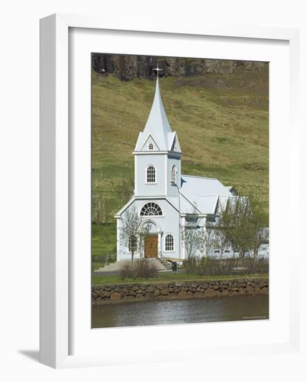 Blue Lutheran Church, Seydisfjordur Ferry Terminal Village, North East Area, Iceland, Polar Regions-Neale Clarke-Framed Photographic Print