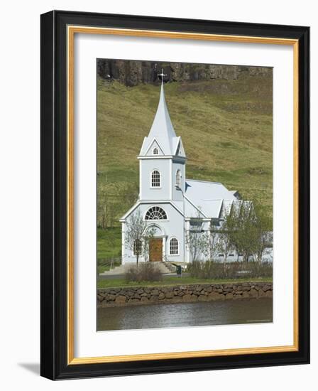 Blue Lutheran Church, Seydisfjordur Ferry Terminal Village, North East Area, Iceland, Polar Regions-Neale Clarke-Framed Photographic Print