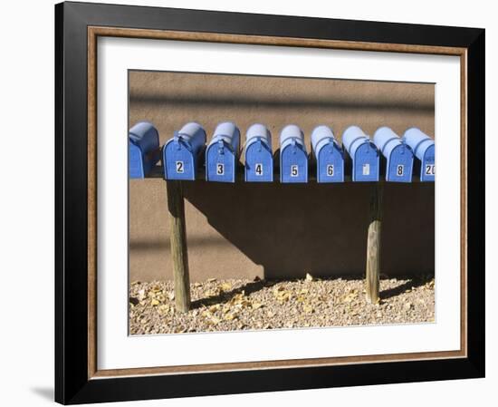 Blue Mailboxes, Santa Fe, New Mexico, USA-Michael Snell-Framed Photographic Print