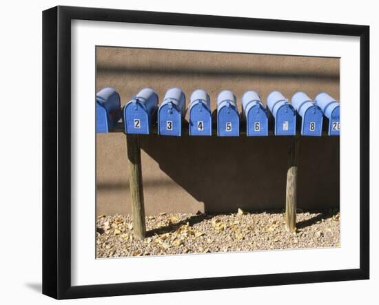 Blue Mailboxes, Santa Fe, New Mexico, USA-Michael Snell-Framed Photographic Print