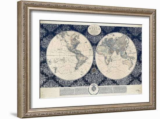 Blue Map of the World-Elizabeth Medley-Framed Art Print