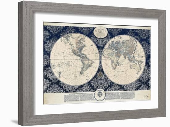 Blue Map of the World-Elizabeth Medley-Framed Art Print