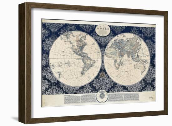 Blue Map of the World-Elizabeth Medley-Framed Art Print