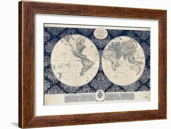 Blue Map of the World-Elizabeth Medley-Framed Art Print