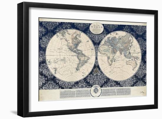 Blue Map of the World-Elizabeth Medley-Framed Art Print