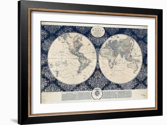 Blue Map of the World-Elizabeth Medley-Framed Art Print