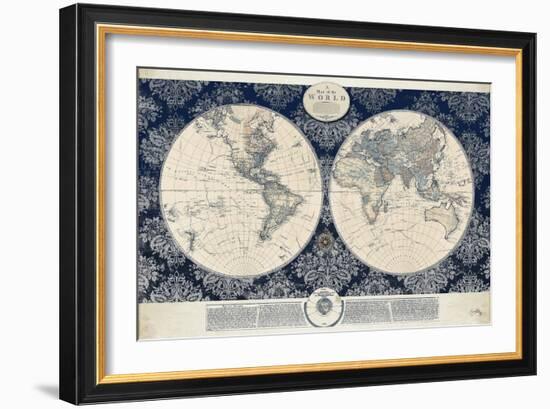 Blue Map of the World-Elizabeth Medley-Framed Art Print