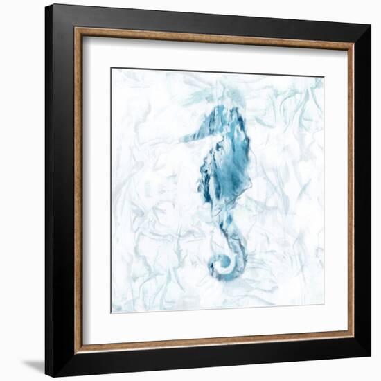 Blue Marble Seahorse-null-Framed Art Print