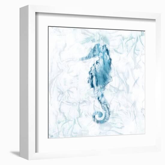 Blue Marble Seahorse-null-Framed Art Print