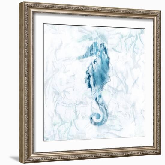 Blue Marble Seahorse-null-Framed Art Print