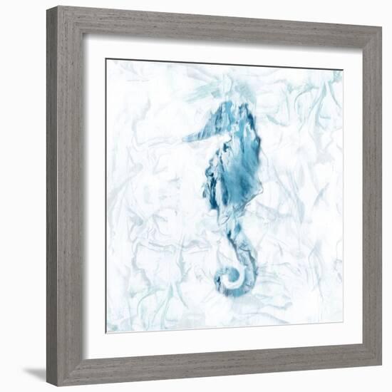 Blue Marble Seahorse-null-Framed Art Print