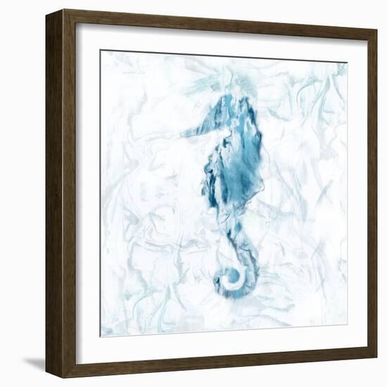 Blue Marble Seahorse-null-Framed Art Print