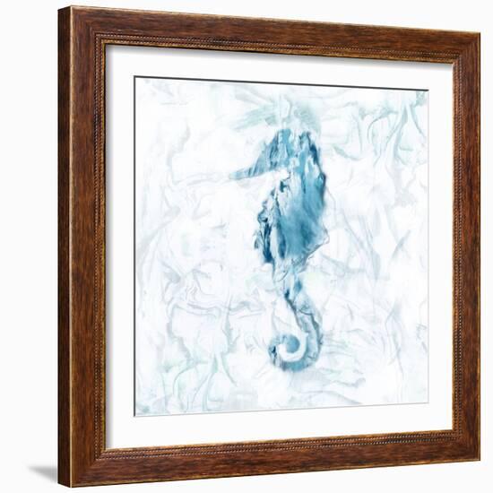 Blue Marble Seahorse--Framed Art Print