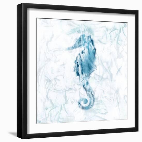 Blue Marble Seahorse-null-Framed Art Print