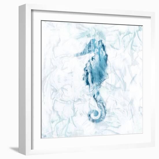 Blue Marble Seahorse-null-Framed Art Print