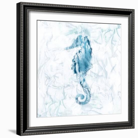 Blue Marble Seahorse-null-Framed Art Print