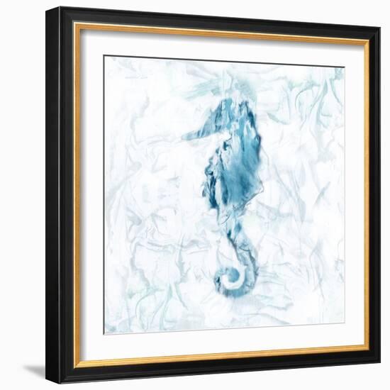 Blue Marble Seahorse-null-Framed Art Print