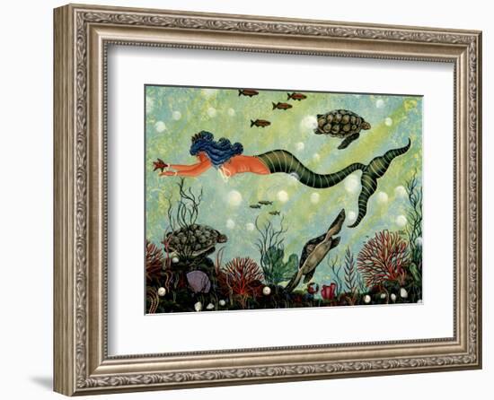 Blue Mermaid-Jessica Fries-Framed Art Print