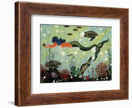 Blue Mermaid-Jessica Fries-Framed Art Print