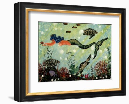 Blue Mermaid-Jessica Fries-Framed Art Print