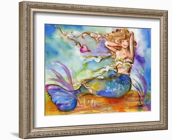 Blue Mermaid-sylvia pimental-Framed Art Print