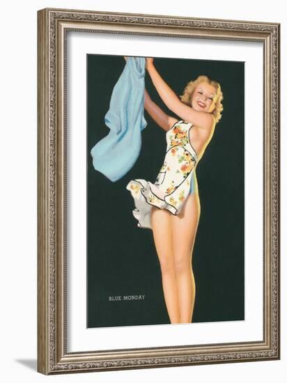 Blue Monday, Hanging Up Clothes-null-Framed Art Print