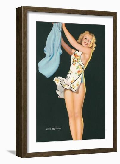 Blue Monday, Hanging Up Clothes-null-Framed Art Print