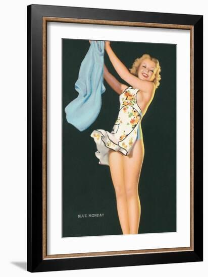 Blue Monday, Hanging Up Clothes-null-Framed Art Print