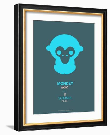 Blue Monkey Multilingual Poster-NaxArt-Framed Art Print