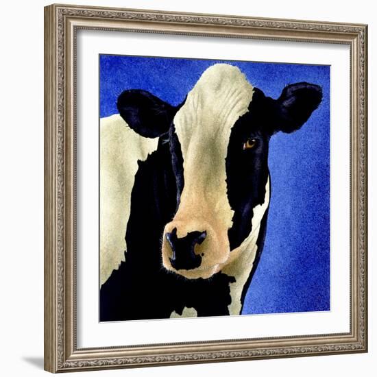 Blue Moo Moo-Will Bullas-Framed Giclee Print