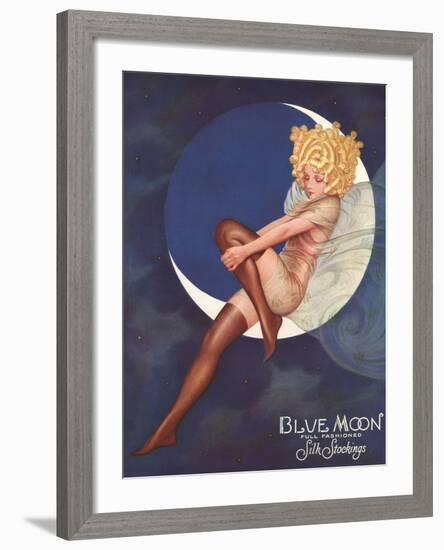 Blue Moon Silk stockings, Womens Glamour Pin-Ups Nylons Hosiery, USA, 1920-null-Framed Giclee Print