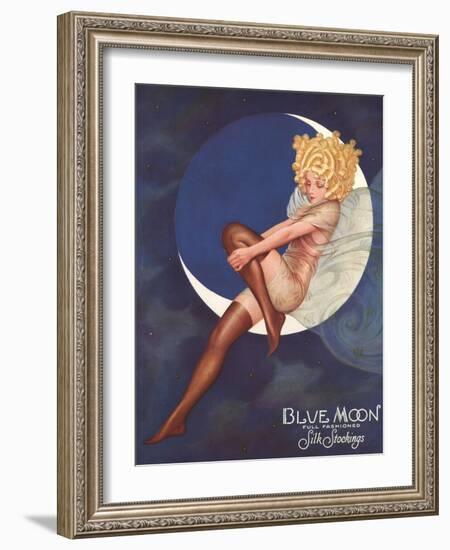 Blue Moon Silk stockings, Womens Glamour Pin-Ups Nylons Hosiery, USA, 1920-null-Framed Giclee Print