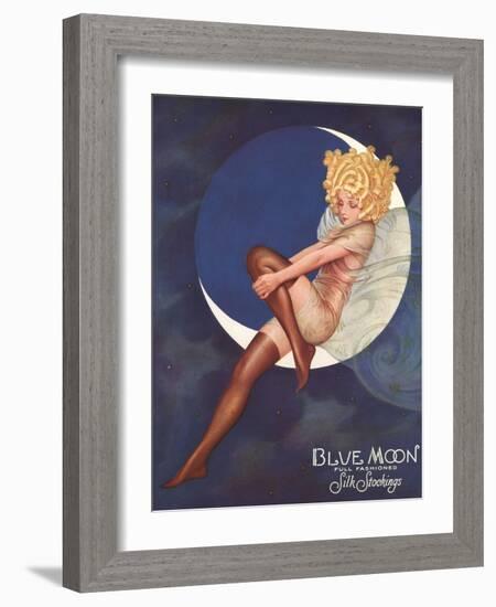 Blue Moon Silk stockings, Womens Glamour Pin-Ups Nylons Hosiery, USA, 1920-null-Framed Giclee Print