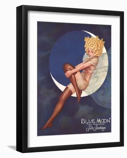 Blue Moon Silk stockings, Womens Glamour Pin-Ups Nylons Hosiery, USA, 1920-null-Framed Giclee Print