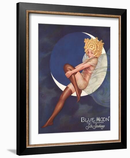 Blue Moon Silk stockings, Womens Glamour Pin-Ups Nylons Hosiery, USA, 1920-null-Framed Giclee Print