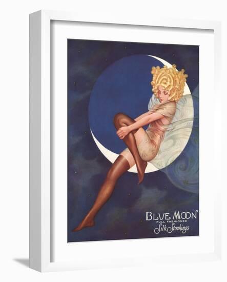 Blue Moon Silk stockings, Womens Glamour Pin-Ups Nylons Hosiery, USA, 1920-null-Framed Giclee Print