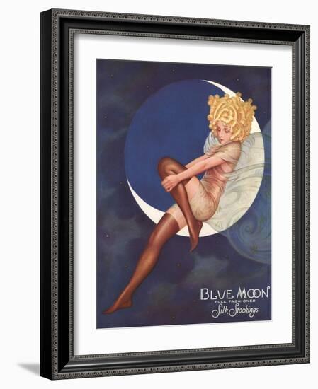 Blue Moon Silk stockings, Womens Glamour Pin-Ups Nylons Hosiery, USA, 1920-null-Framed Giclee Print