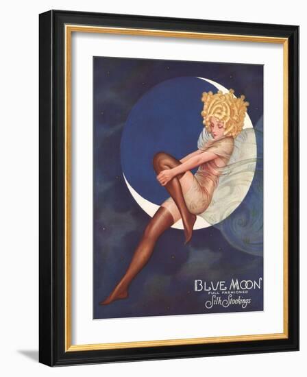 Blue Moon Silk stockings, Womens Glamour Pin-Ups Nylons Hosiery, USA, 1920-null-Framed Giclee Print