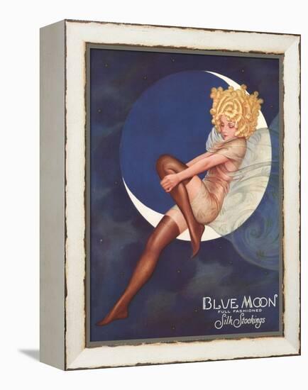 Blue Moon Silk stockings, Womens Glamour Pin-Ups Nylons Hosiery, USA, 1920-null-Framed Premier Image Canvas