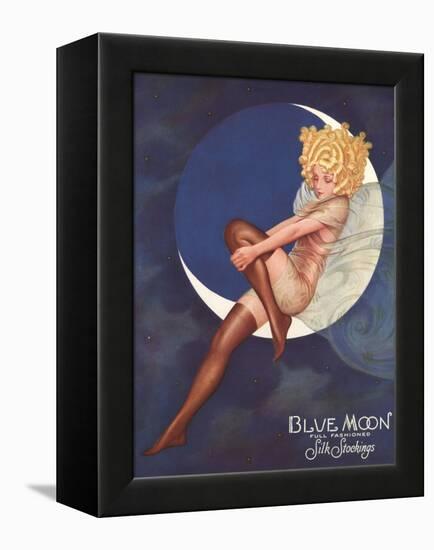 Blue Moon Silk stockings, Womens Glamour Pin-Ups Nylons Hosiery, USA, 1920-null-Framed Premier Image Canvas