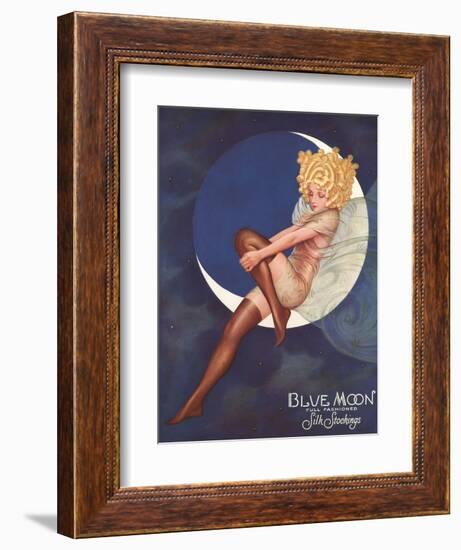 Blue Moon Silk stockings, Womens Glamour Pin-Ups Nylons Hosiery, USA, 1920-null-Framed Premium Giclee Print